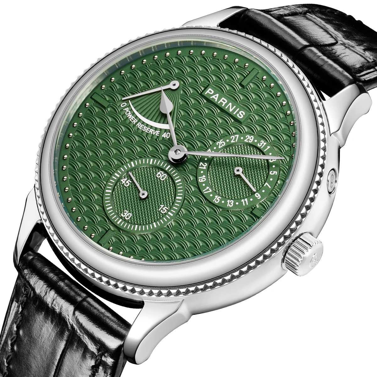 New Arrival Parnis 42mm Green Dial Automatic Men's Watch Power Reserve Calendar Mechanical Watches Relogio Masculino 2026 Gift
