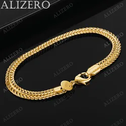 ALIZERO 925 Sterling Silver 18K Gold 6mm Sideways Chain Bracelets For Women Men Wedding Banquet Party Gift Fashion Jewelry