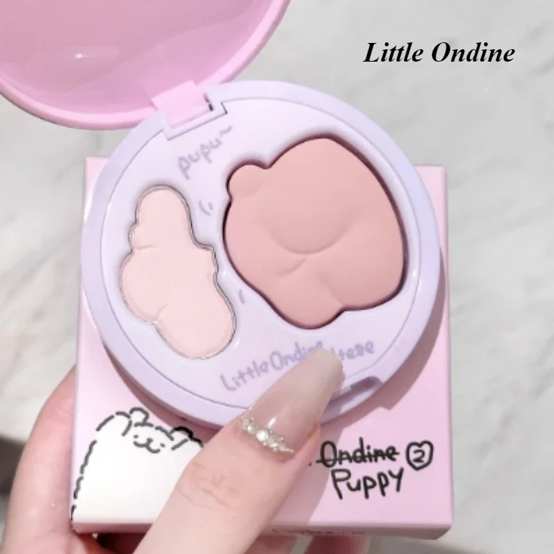 Little Ondine Puppy Series Two Color Blush Highlighter Misty Cream Paste Shrink Expand Color Cheek Brighten Makeup