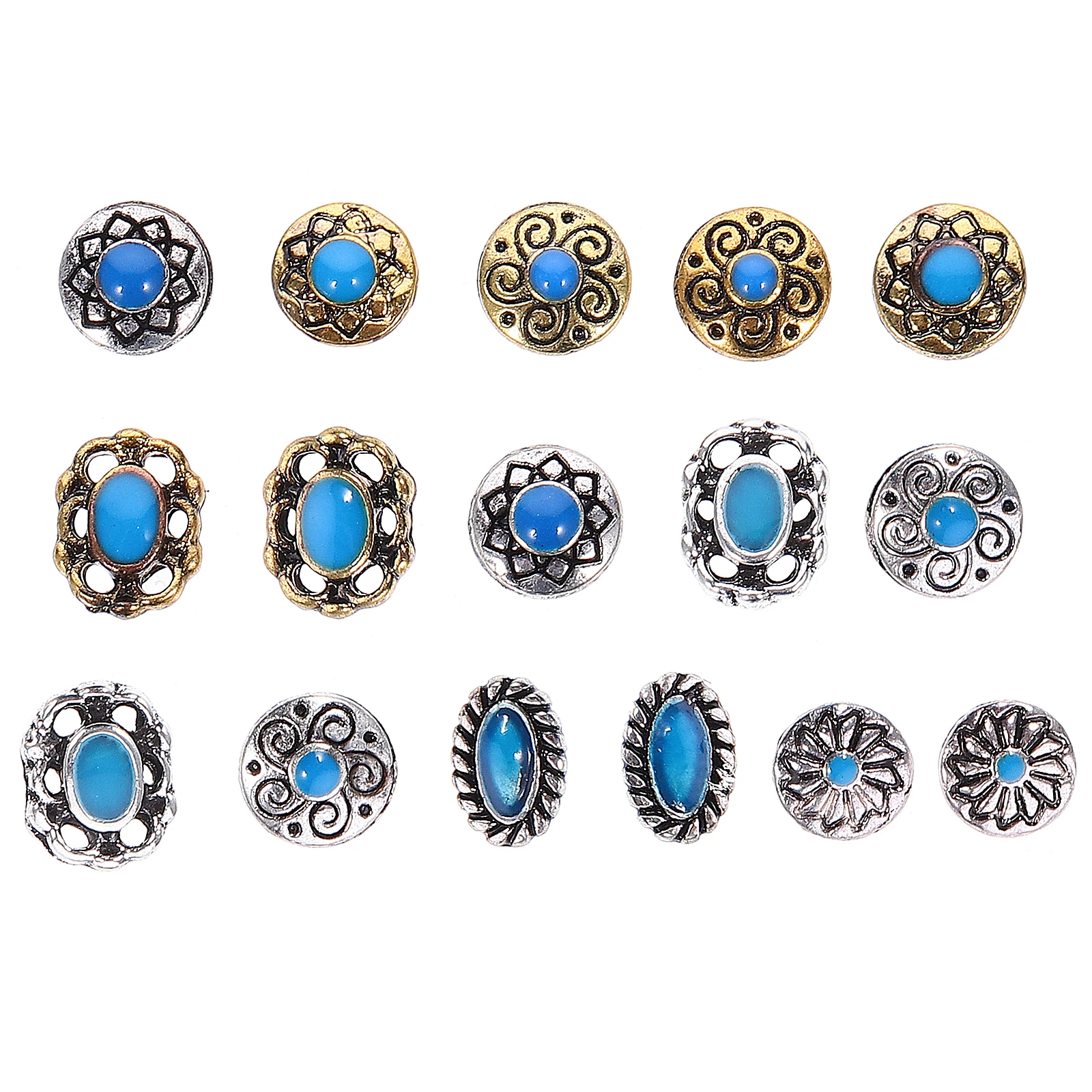 

2 set 2 Sets Retro Unique Design Metal Jewels Gems For Diy Nails Manicure Decorations Bulk Acrylic Gel Fake Nails Art Supplies