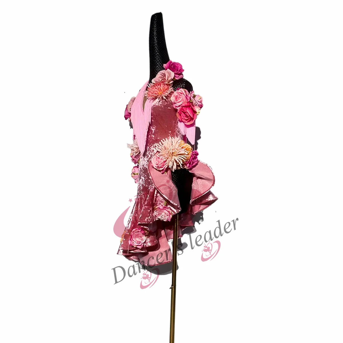 Latin dansjurk High-end op maat gemaakt mouwloos slank met handgemaakte bloemkwastje Cha Cha Tango podium professionele kleding