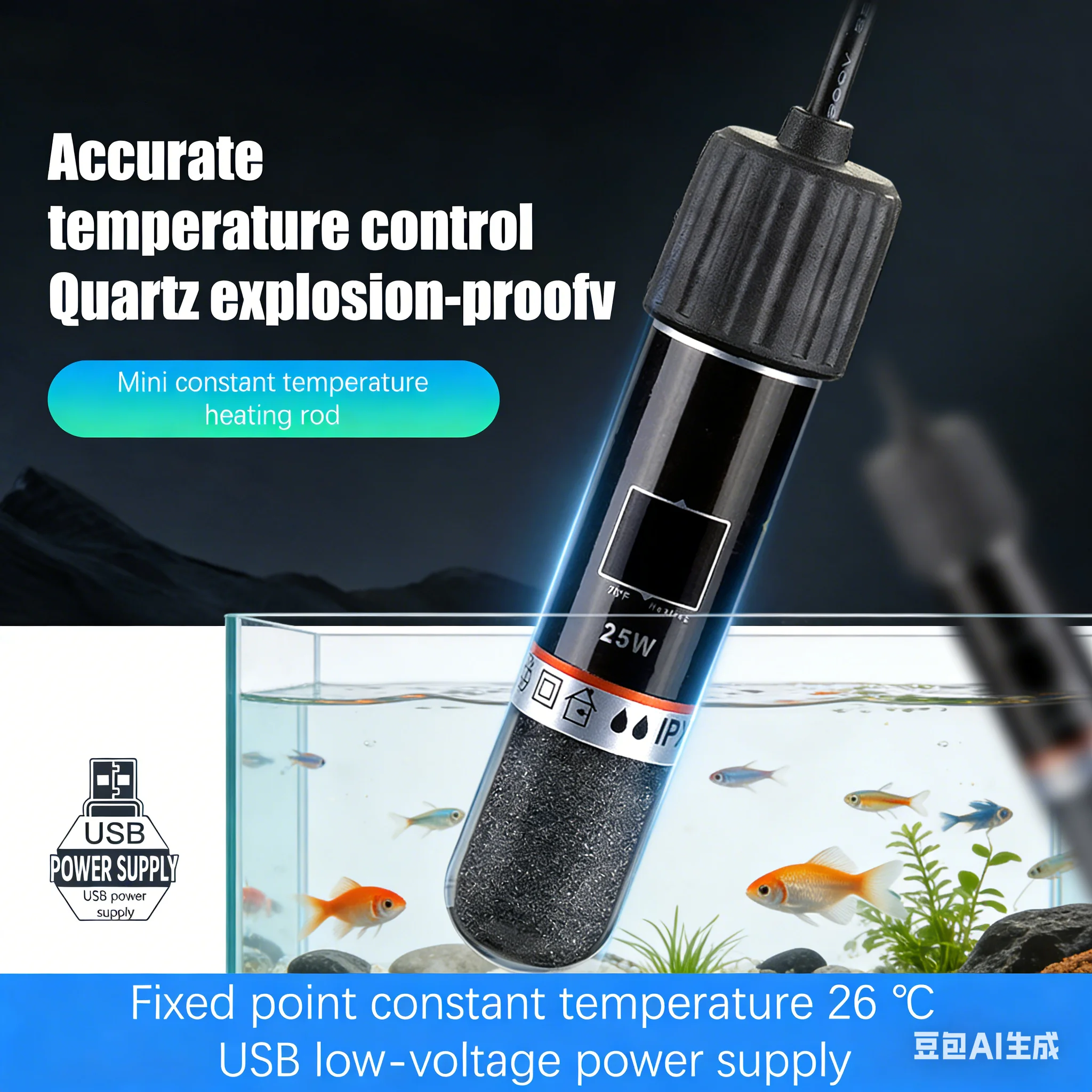 Marine Aquarium Heater - USB 26 ° 小型水槽用CMini水槽浸漬式加熱棒 一定温度水槽ヒーター 水中サーモスタット