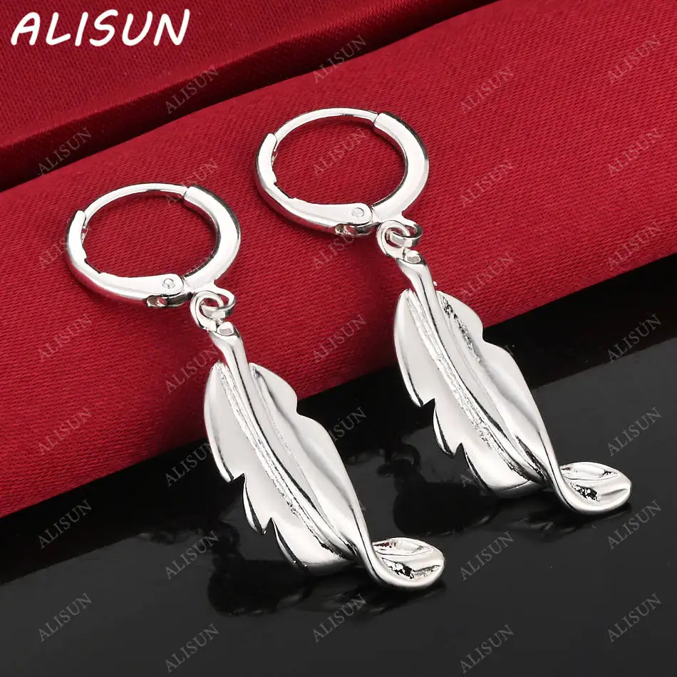 

ALISUN 925 Sterling Silver Design Feather Earrings Drop Earrings Charm Trend Birthday Gifts Fashion Party Fine Jewelry