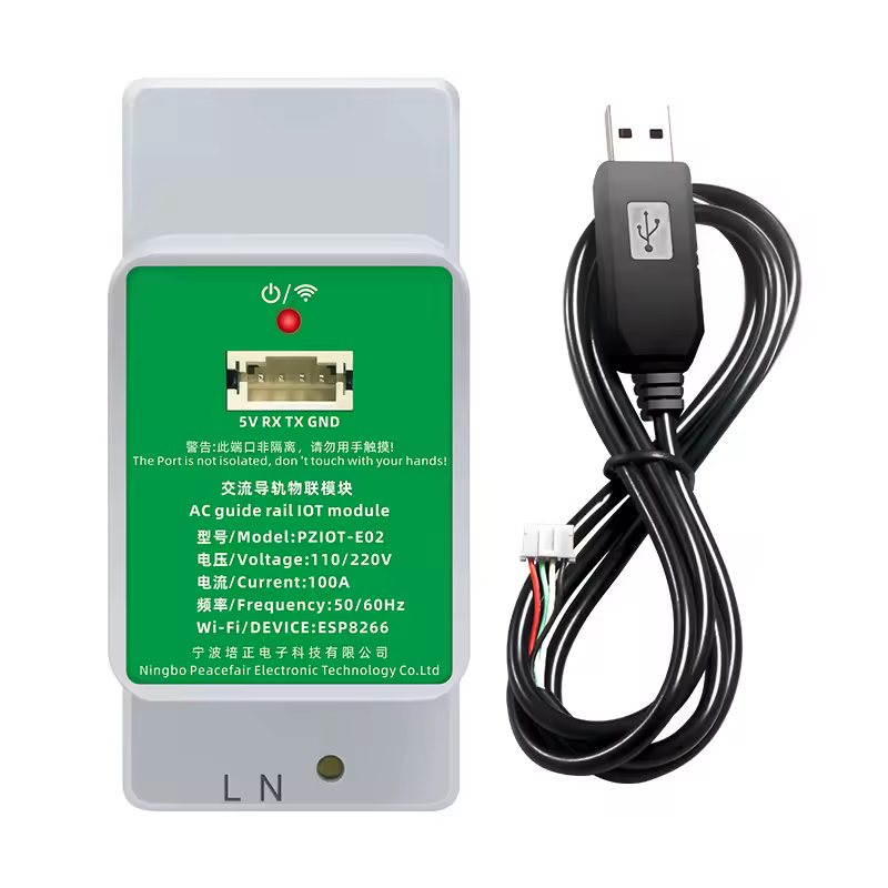 Peacefair PZIOT-E02 AC Single Phase Din Rail Meter Wifi Energy Power Meter Electric Wattmeter Tasmota ESPHome For Home Assistant