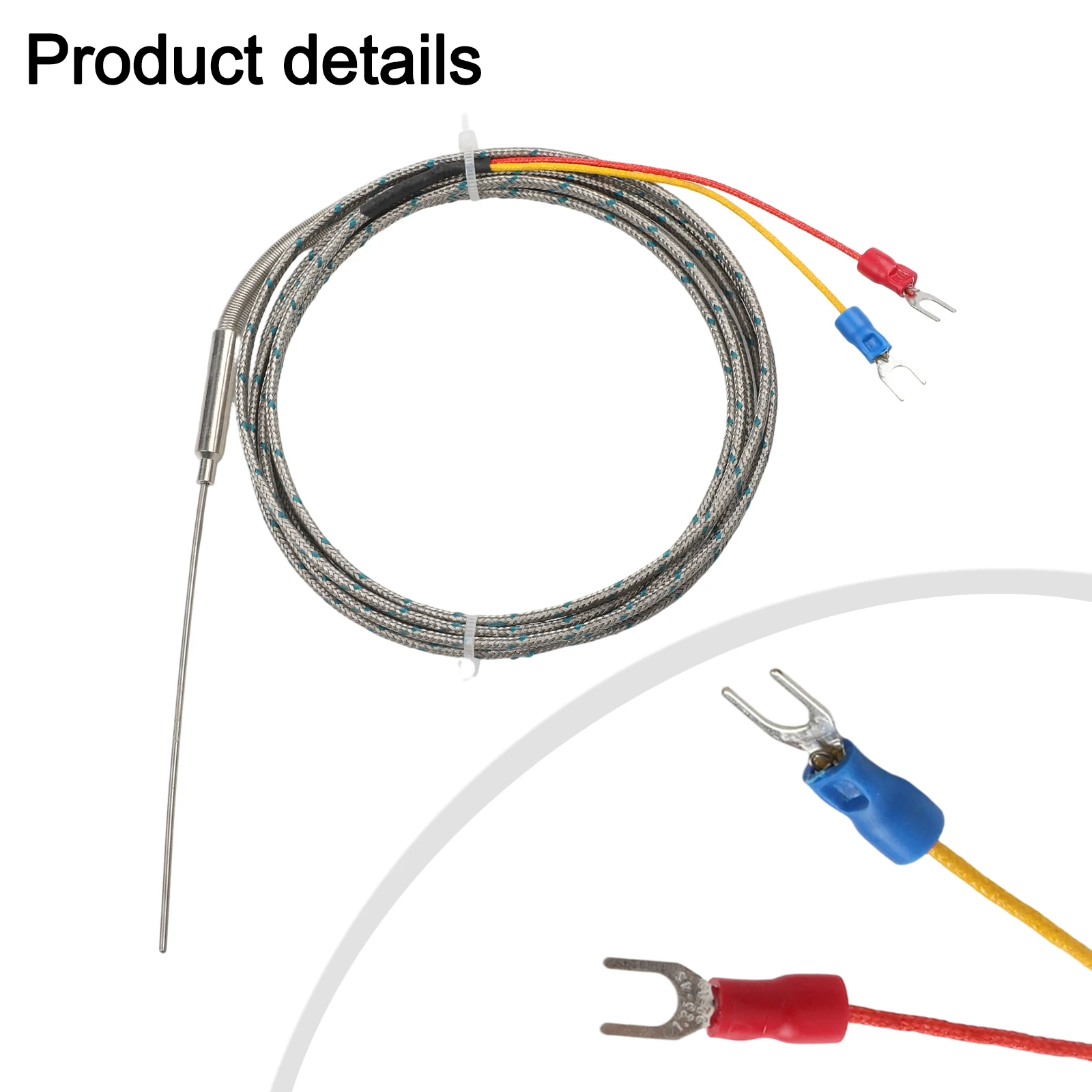 

90mmx1.5mm J Type Braide Wire Earth Thermocouple Probe Temperature Sensor For Temperature Controller 2m Cable