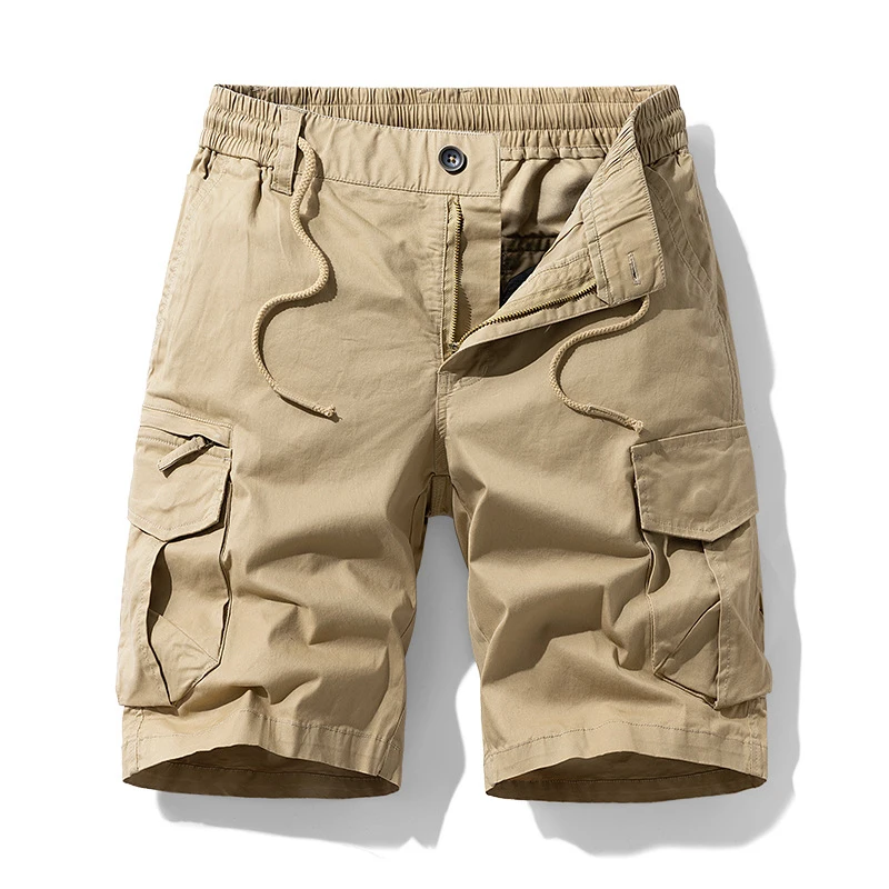 

Men's Summer Loose Casual Workwear Shorts Multi Pocket Retro Trendy Drawstring Design Fashionable Five-Quarter Pants