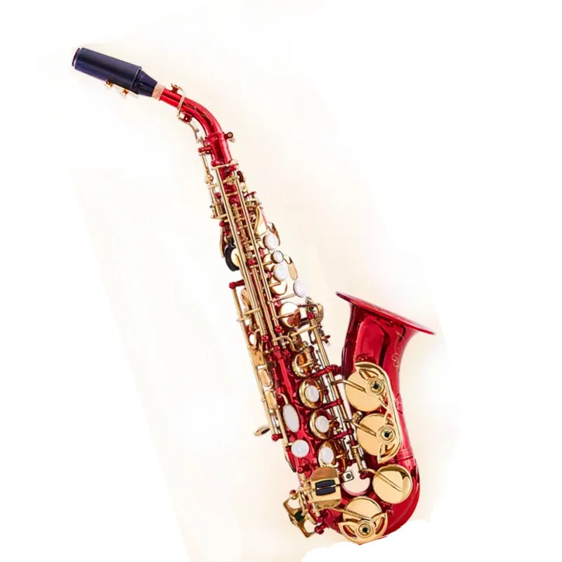 Gold Lacquer Brass Pipe for Soprano Saxophone Dual-Use for Kids and Adults BB Tone Treble B Flat