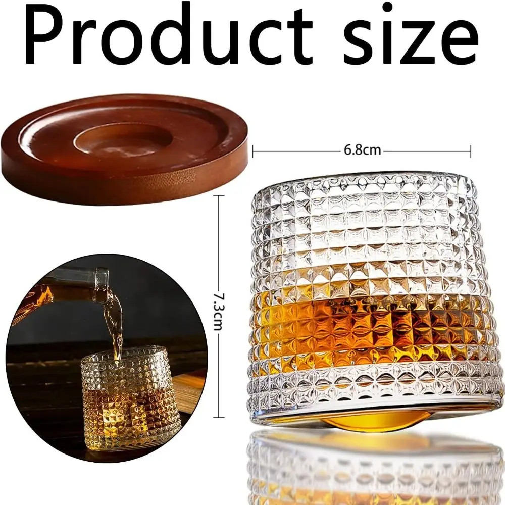 Whiskey Glasses Rotating Whisky Glass with Base 360 Rotate Degrees Crystal Rum Glass for Cocktail Party Drinking Glass view 6