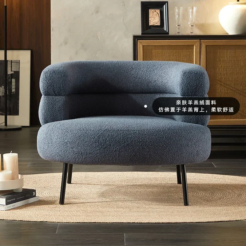 D29 Nordic Living Room Bedroom Lamb Wool Sofa Chair Medieval Reading Leisure Chair Retro Single Sofa
