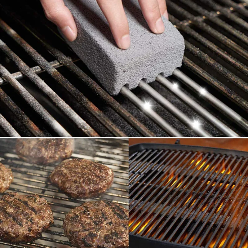 BBQ Grill Cleaning Brush Brick Block Barbecue Cleaning Stone Pumice Brick for Barbecue Rack Outdoor Kitchen BBQ Cleaning Tools