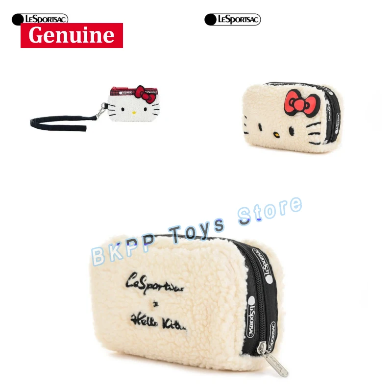 

Lesportsac Sanrio Hello Kitty New Co Branded Fleece Large Capacity Clutch Cosmetic Pouch Portable Travel Makeup Bag For Women