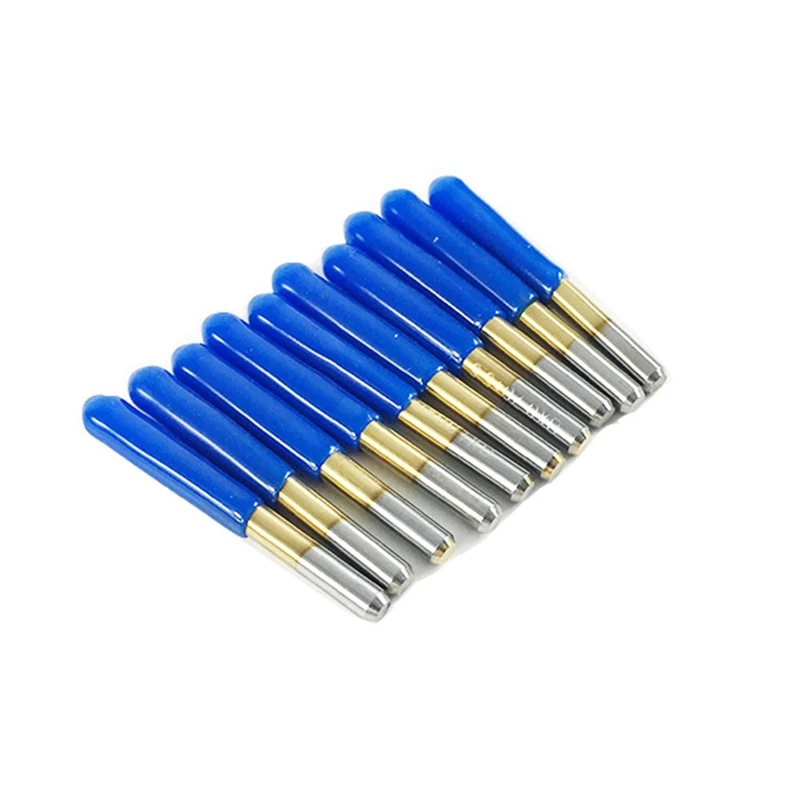 10Pcs 30 Degree 0.1Mm Tip Titanium Coated Flat Bottom Carbide PCB Engraving Bits V-Shape CNC Router Cutter Cutting Tool