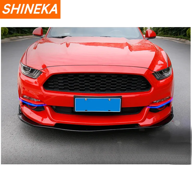 SHINEKA ABS Car Front Fog Light Eyelid Decoration Cover Trim Strips Stickers For Ford Mustang 2015-2018 Car Styling Accessories