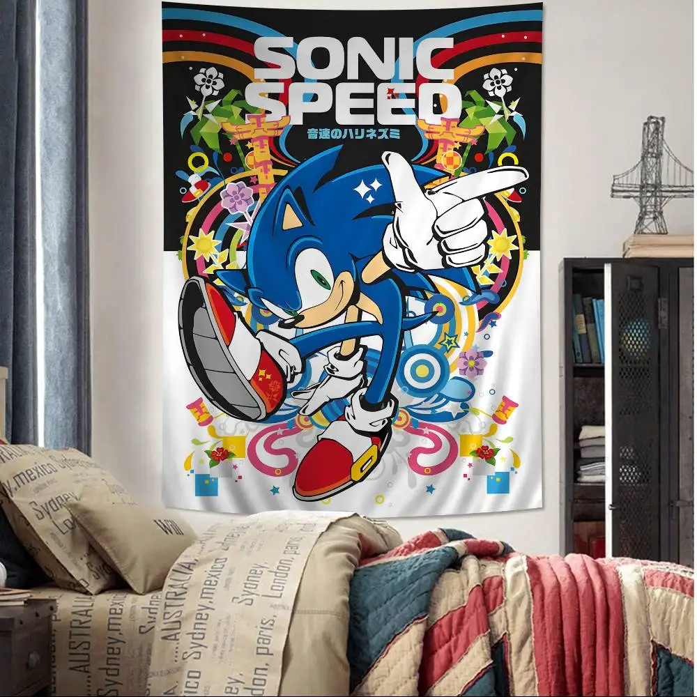Anime Game S-SonicS Cartoon Tapestry Art Science Fiction Room Home Decor Wall Hanging Sheets
