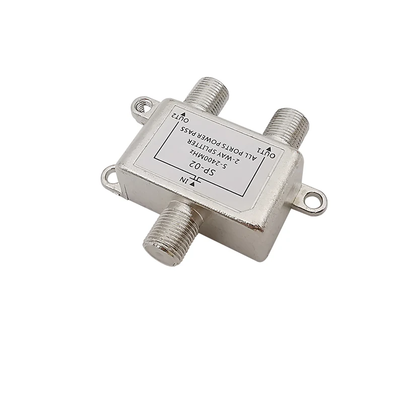 1Pcs F-type Female to 2x F-type Female Connector 2 Way TV Satellite Coaxial Cable Splitter 5-2400MHz 1 In to 2 Out Distributor