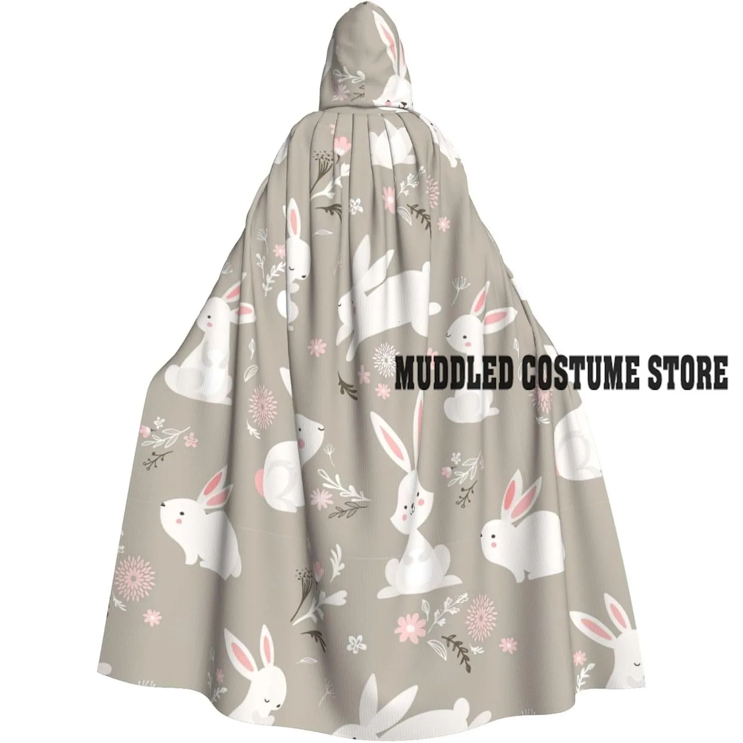 

Халаты унисекс, накидки для взрослых, Пасхальный кролик, плащ с капюшоном и цветочным принтом для косплея, карнавальные костюмы на Хэллоуин