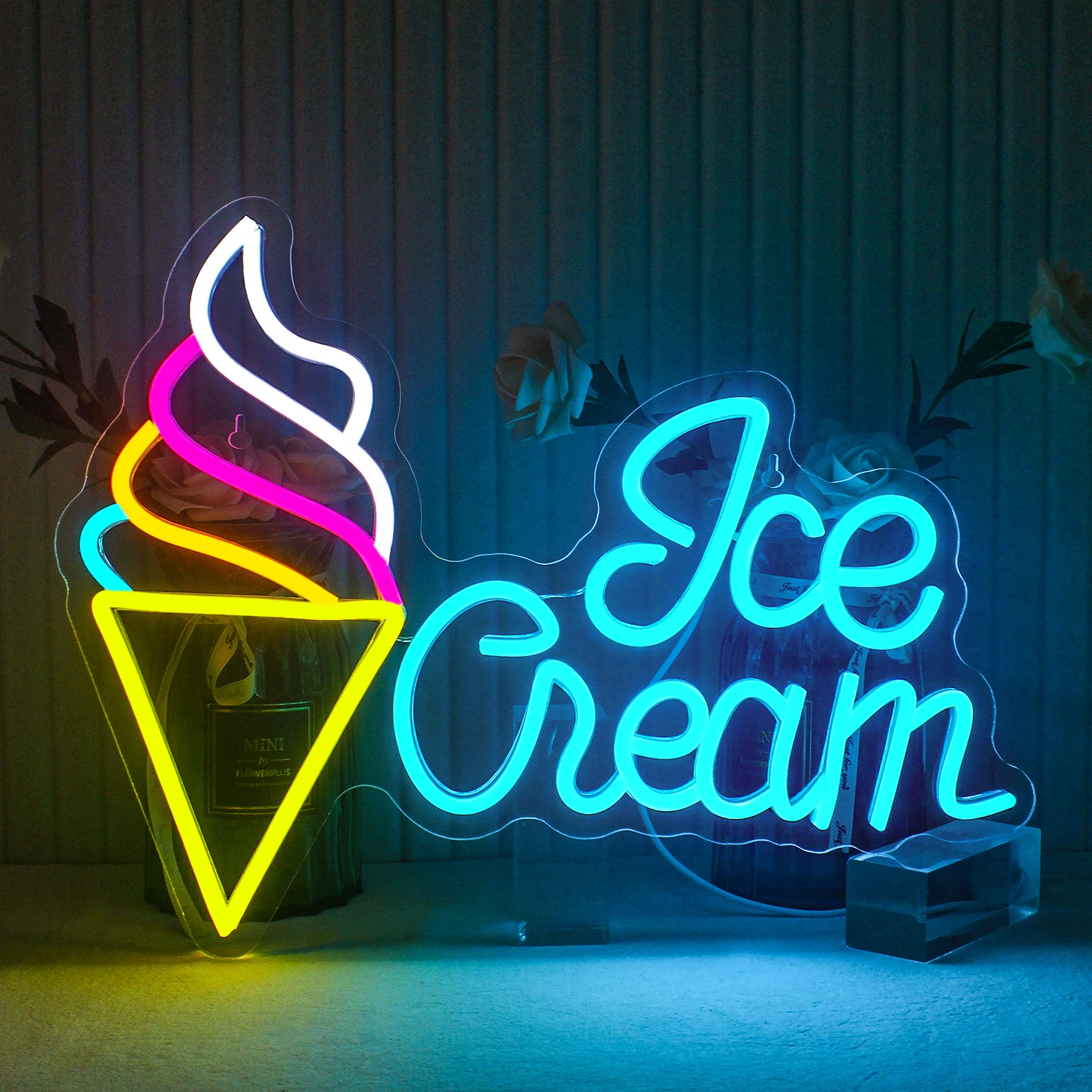 Ice Cream Neon Sign Led Dimmable for Ice Cream Shop Business Dessert Store Bar Party Window Hanging Decor Neon Sign USB Powered