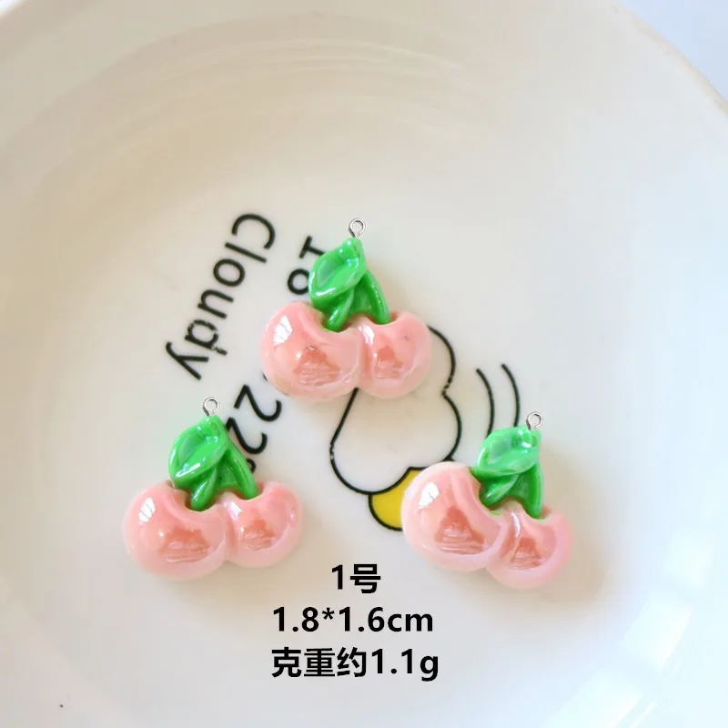 10Pcs Kawaii Pink Cherry Resin Charms Cute Fruit Pendant For DIY Earrings Necklace Keychain Jewelry Making Decor Craft Supplies