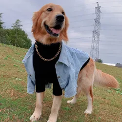 Winter Dog Clothes Denim Jeans Coat Jacket Small Big Large Dog Clothing Poodle Husky Labrador Golden Retriever Pet Apparel