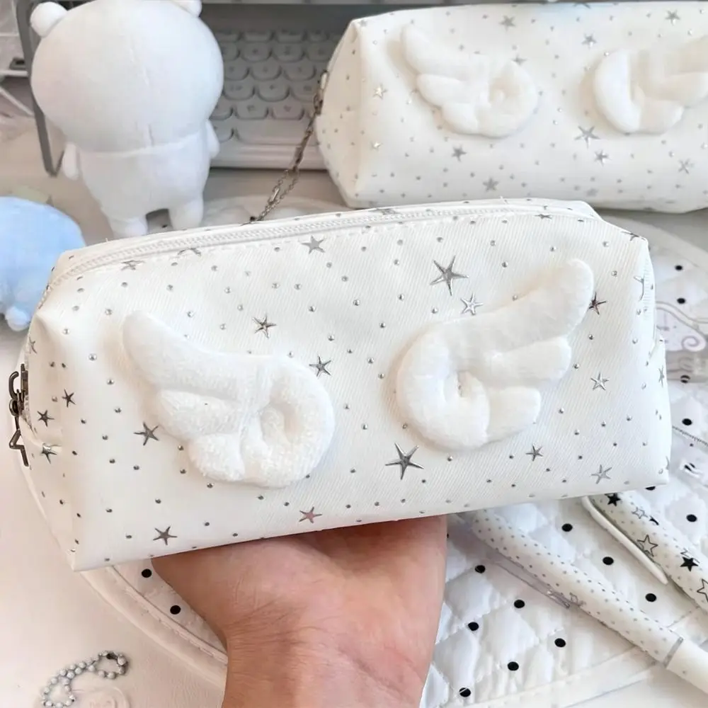 Estuche para lápices con alas de ángel estilo INS, bolsa portátil de gran capacidad para bolígrafos, bolsa de papelería, regalo