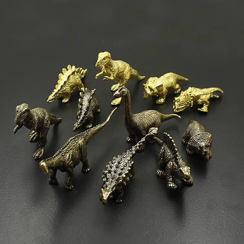 1Pc Brass Dinosaur Tyrannosaurus Spinosaurus Triceratops Figurines Craft Copper Ornaments Play Vintage Decoration