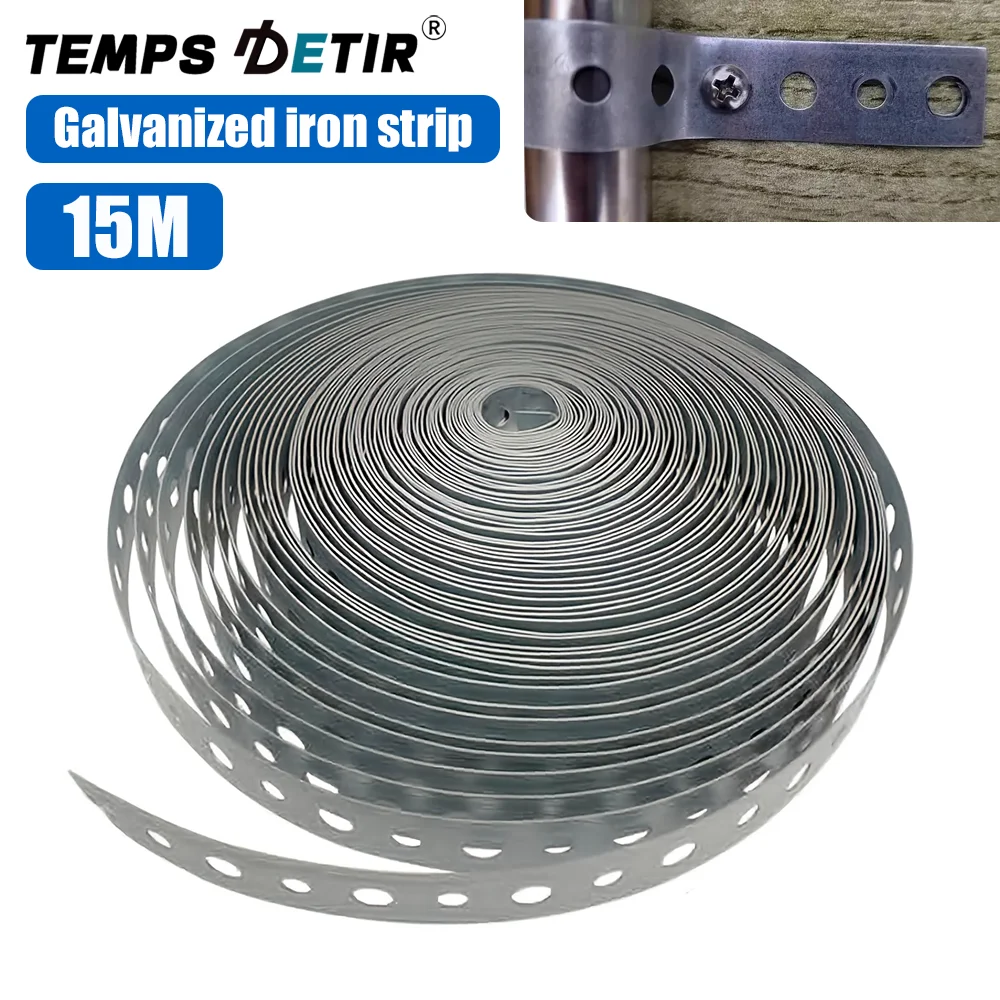 

15mx18mm Galvanized Metal Strip, Pre-Punched Metal Strip For Pipe Support And Hanging, Home DIY Decoration Pre-Fixing Tool