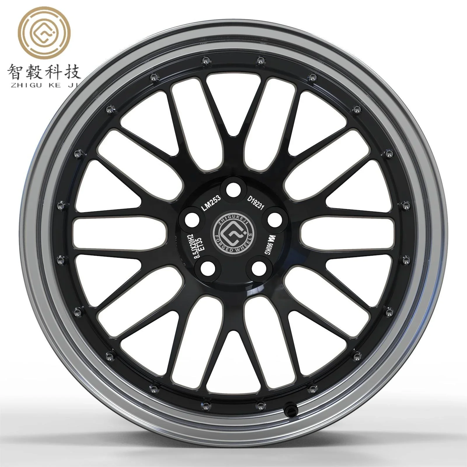 Custom Colors 2-Piece Forged Deep Concave Passenger Car Rims 5x120 5x114.3 Polished Finish New Condition 45mm/50mm/0mm ET