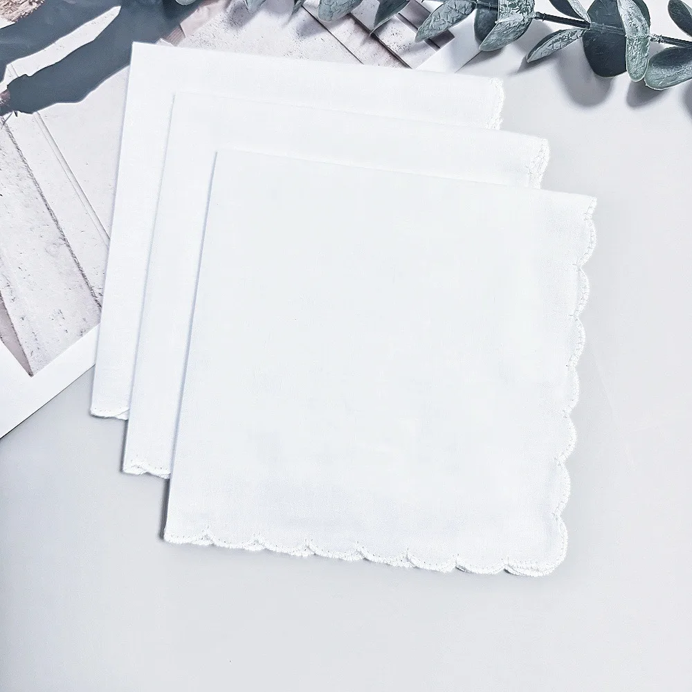 

All cotton pure handkerchief white crescent happy handkerchief handmade embroidery printing DIY handkerchief