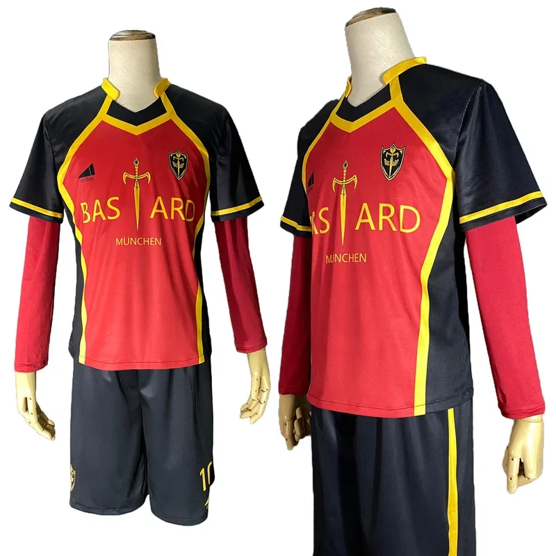 Anime Blue Preson Cosplay Costume Bastard Munchen Red Uniform Ness Kaiser Isagi Yukimiya Kurona Kunigami Football Soccer Costume