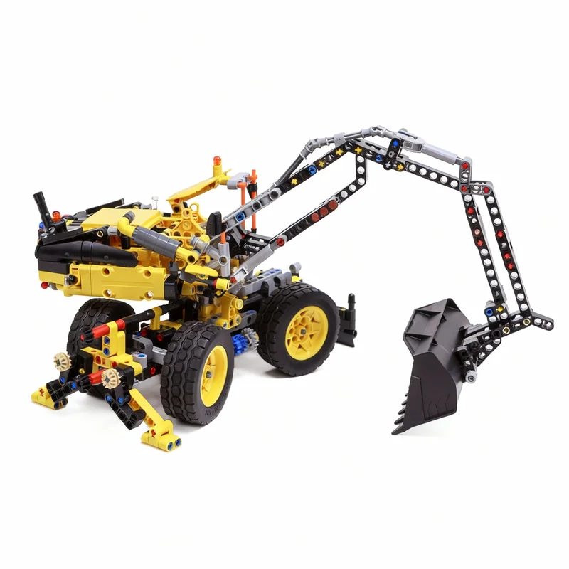 895 peças MOC Escavadeira sobre Rodas Volvo, Modelo Técnico Elétrico, Blocos de Construção, Ideia de Presente de Natal, Brinquedo Educativo