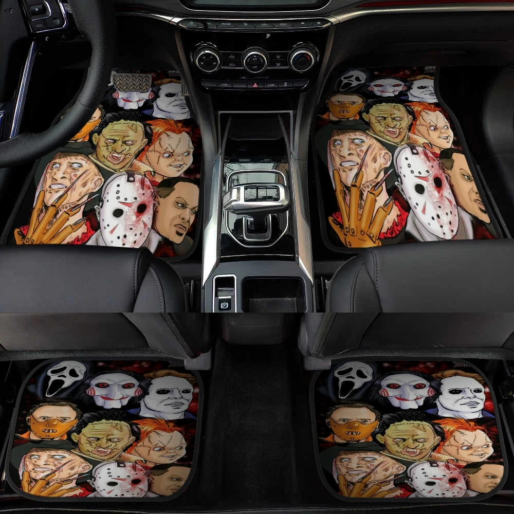 

Horror Movie Characters Universal Car Truck SUV Carpet Floor Mats Fashion Cheetah Pattern Design Auto Carpet Floor Mats Set 4PCS