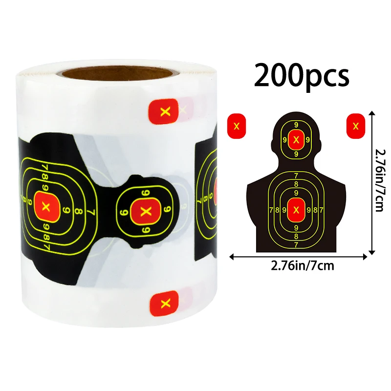Digital Circular Human-Shaped Target Stickers, Self-Adhesive Square Red Aiming Target Paper, Shooting Practice Splash Target Stickers, 200Pcs 2.76In*2.76In, Shooting Target Training Supplies Stickers, Fluorescent Color Labels (Can Be Used for Real Gun Practice and Airgun Practice)