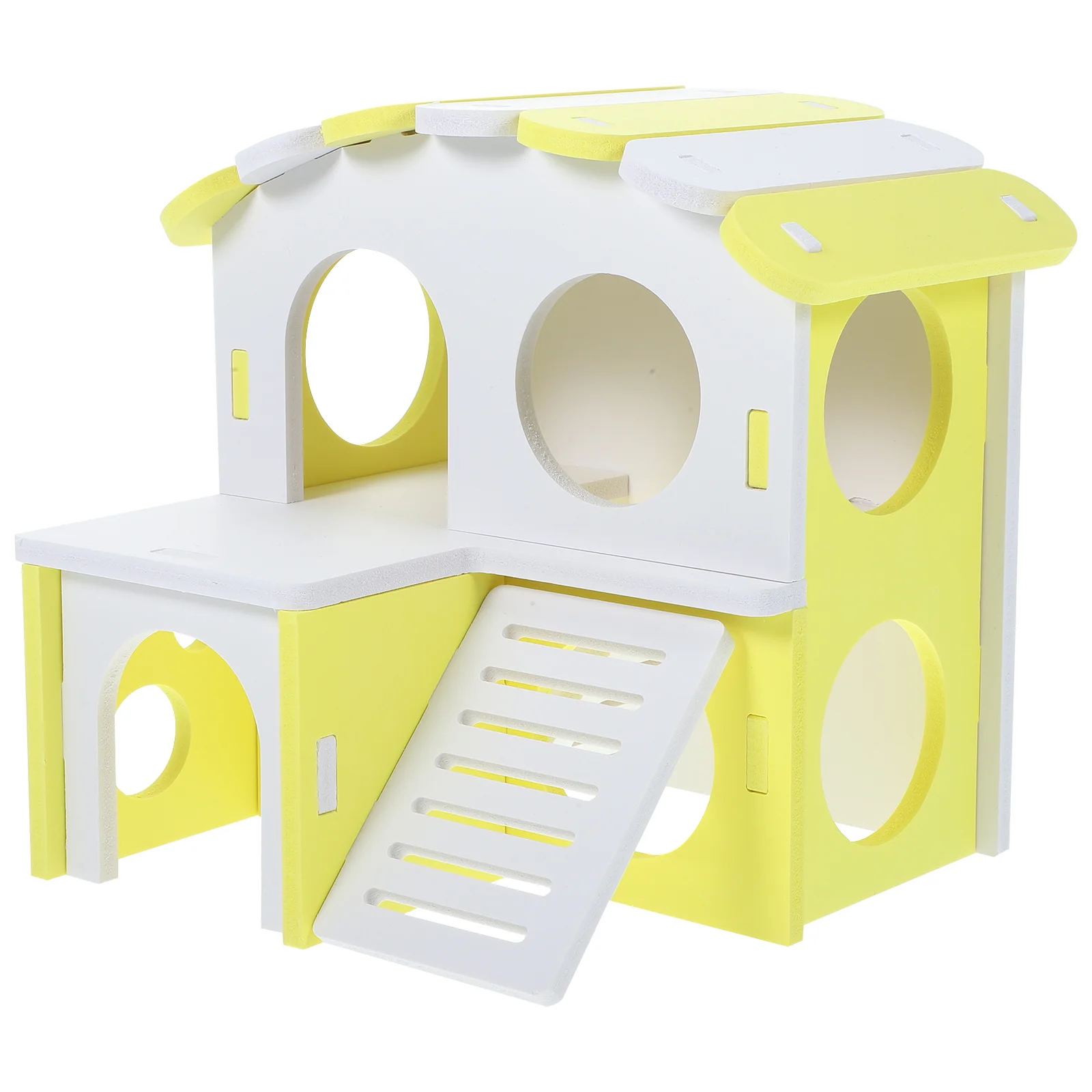 

1 Set Double-Layer Hamster Hideout Pvc Pet Villa For Guinea Small Pets Cage Accessory Decorative Ladder Design