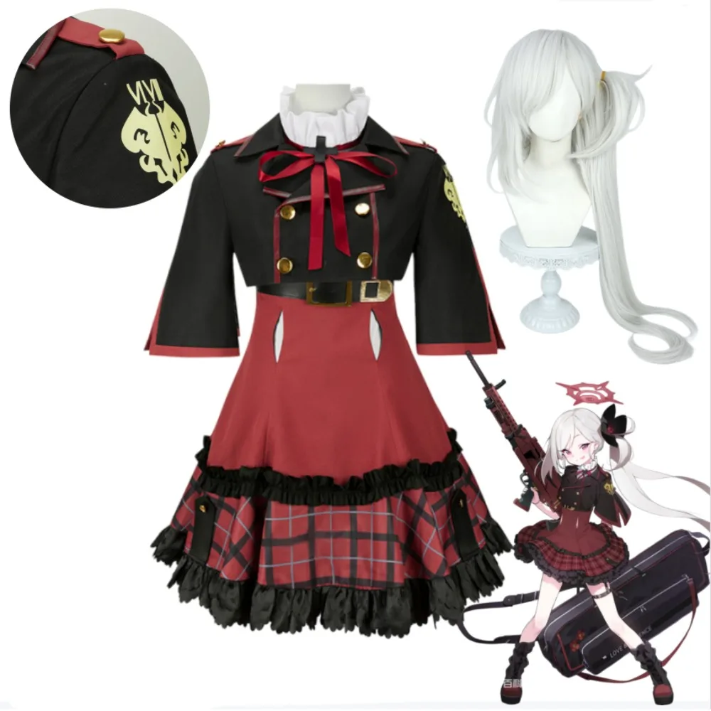 

Blue Archive Mutsuki Asagi Cosplay Costume Full Set Red Dress Women Game Halloween Comic Con Role Play Stage Performance Outfit