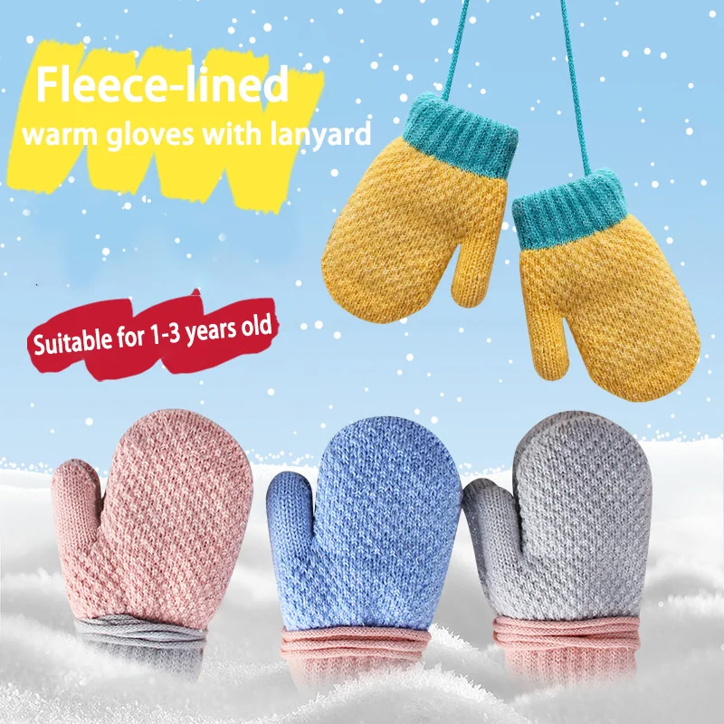 Guanti lavorati a maglia per bambini Ragazzi Ragazze Guanti senza dita carini unisex Guanti per collana invernali caldi foderati in pile