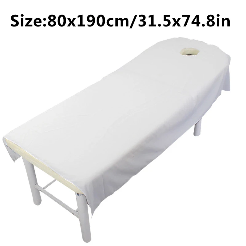 80cmx190cm Beauty Bedsheet Cosmetic Salon Sheets Spa Massage Treatment Polyester Spa Bed Cover Sheet with Hole Home Textile