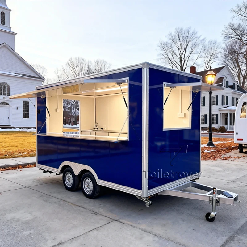 Luxury Ice Cream Air Conditioned Food Truck Outdoor Street Mobile Food Trailer Commercial Food Truck Trailer with Deep Fryer