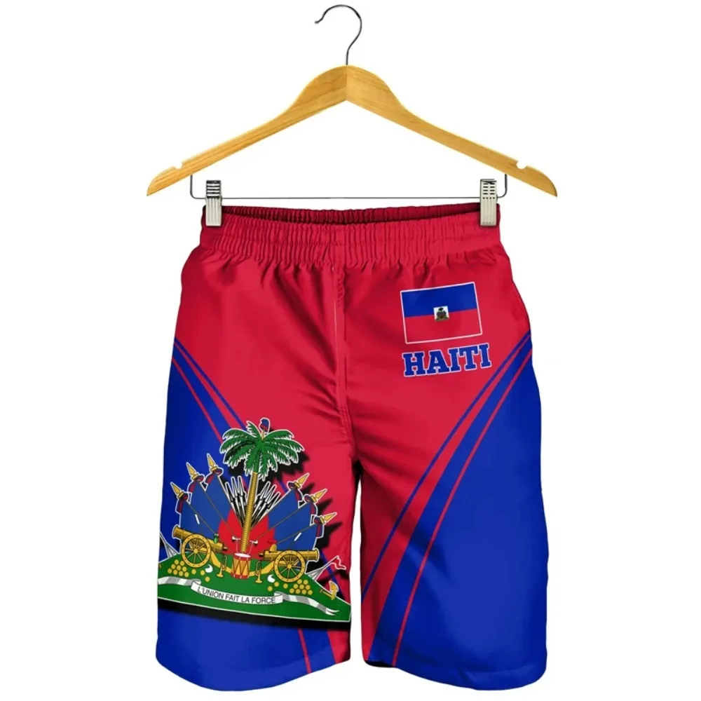 Haiti National Emblem Flag 3D Print Sprot Breatha Quick-Dry Men Shorts Outdoor Street Leisure Team Training Parent-Child Shorts