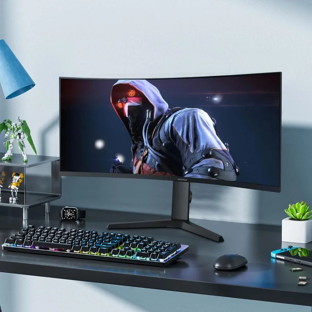 34-calowy ultraszerokokątny monitor do gier 144 Hz 165 Hz, 1 ms, 1000R, WQHD 3440 × 1440, 21:9, DCI-P3 90% kolorowy gamut, synchronizacja adaptacyjna