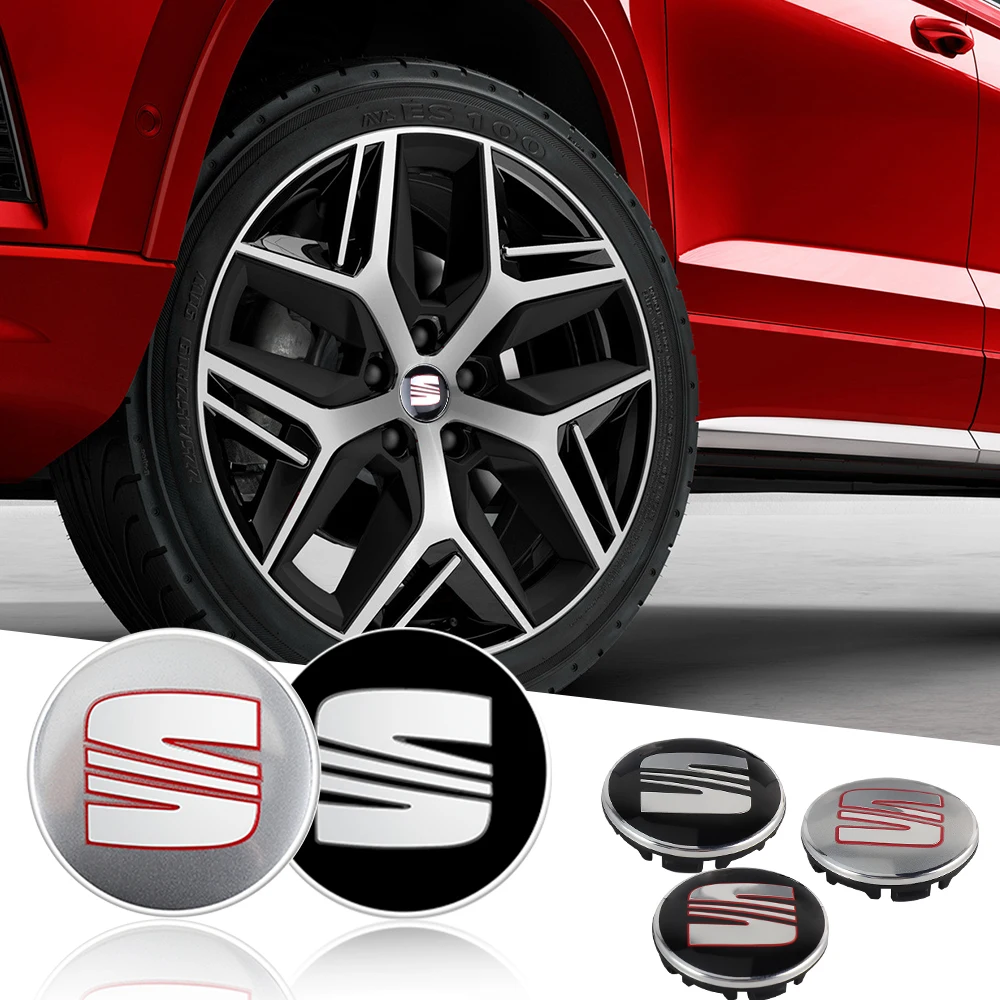 4 piezas de tapas de cubo de rueda con emblema y pegatinas para llanta de coche para SEAT Ibiza 6J FR Leon Toledo Cupra mk1 Arona Ateca Exeo Cordoba