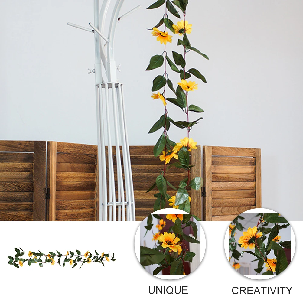 

Simulation Rattan Artificial Sunflower Plant Hanging Vines Wall Door Mirror Decor Fresh Comfortable Design Home Decor