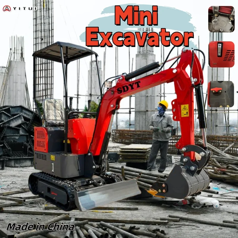 

Chinese Customized Mini Excavator Fast Delivery 1.2 Ton 1.8 Ton Kubota Engine Euro 5 Epa Mini Excavation With Cabin