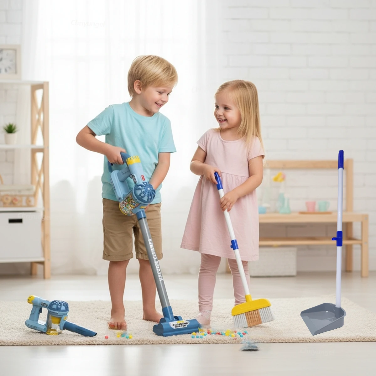 Kids Vacuum Cleaner Toy Realistic Pretend Play Cleaning Toys Educational Housekeeping Learning Gifts for Toddlers Boys Girls