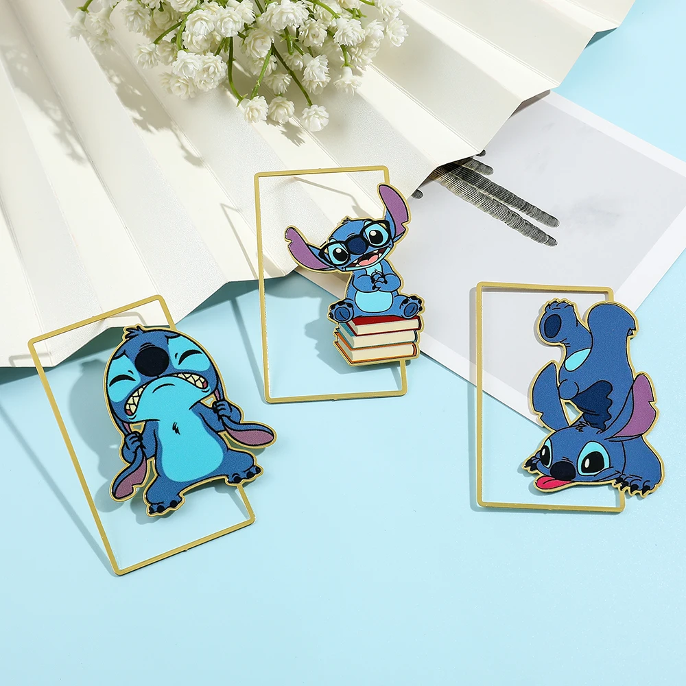 Cute Stitch Metal Bookmark Kawaii Cartoon Ohana Means Family Lilo & Stitch Bookmarks for Girls Boys Page Marker Tools Gifts