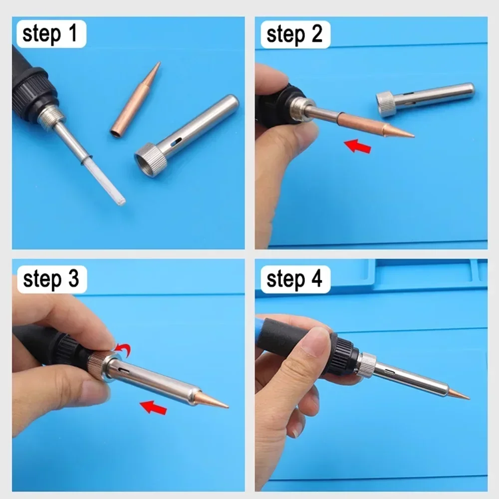 Soldering Iron Tips 5Pcs 900M-T Pure Copper Soldering Iron Head Welding Replacement Tip Kit BGA Soldering Tools Branding Iron