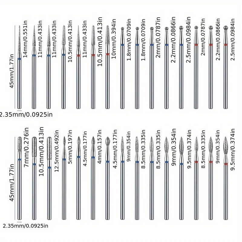Głowice do frezarki do paznokci, diamentowe, polerujące, szlifujące, do usuwania żelu akrylowego, elektryczne, wymienne głowice do frezarki do manicure.