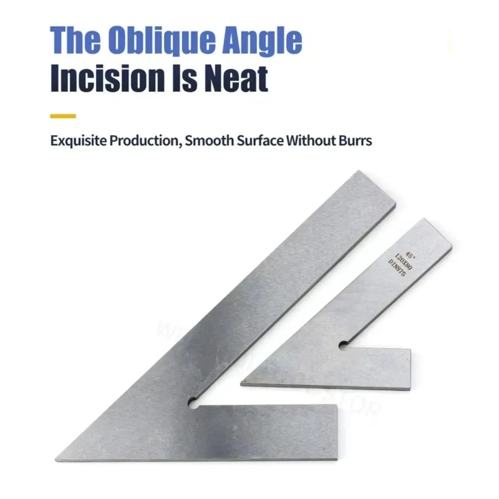 45° 45 Degree Flat Angle Ruler Durable Accurate Multi Combination Ruler Sturdy Carbon Steel Angle Protractor Tools Set