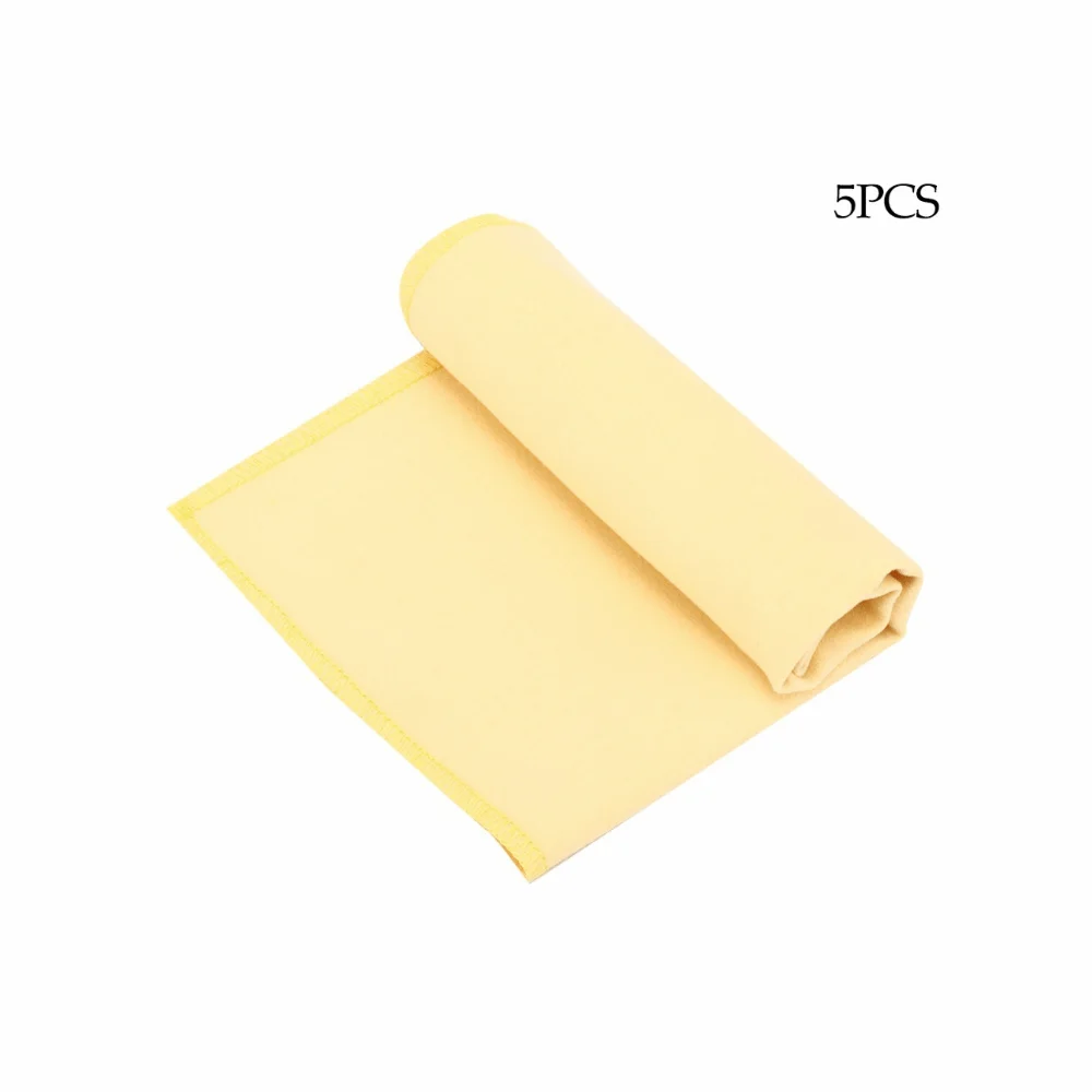 5pcs Professional Yellow Color Watch Cleaning Cloth Double Sided Eyeglasses Lens Cloth Polishing Cloth Camera Lens Cleaning