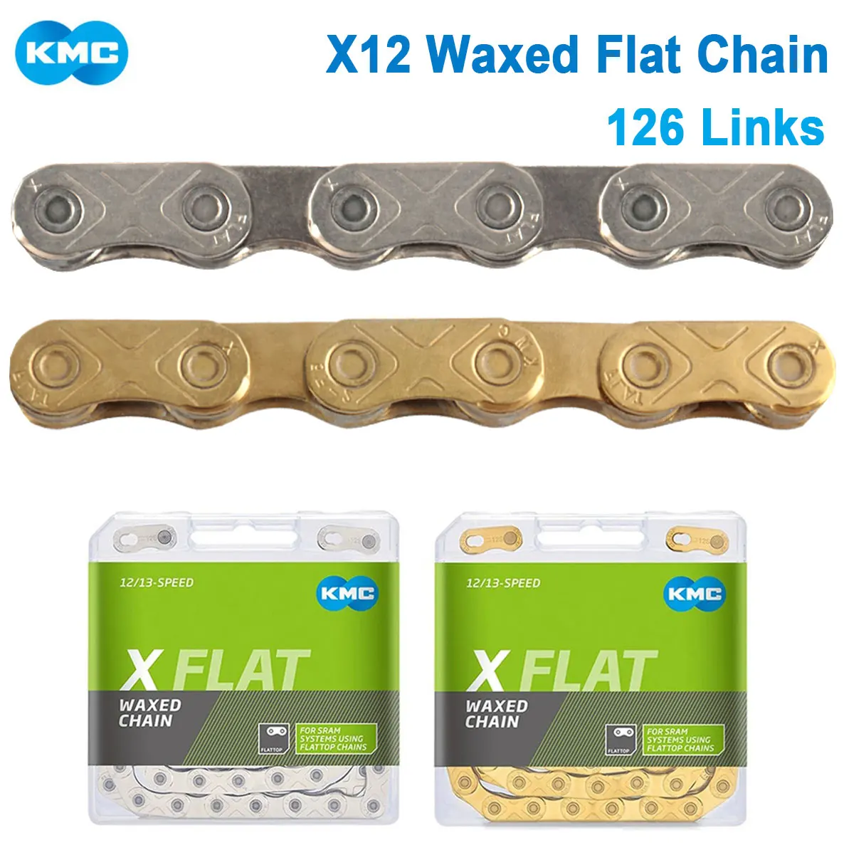 

Цепь KMC X Flat 12S для горных велосипедов, плоская, вощеная, масло- и пыленепроницаемая, для SRAM RED 12V, плавное переключение передач