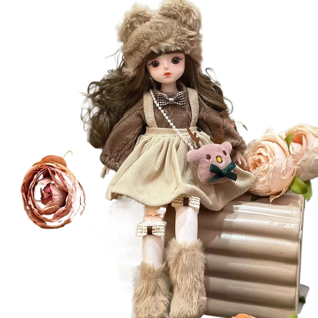 New Hot-selling High-value 30 Cm Doll Costume Suit Floral Dress Retro Temperament Personality Black and White Angel Dress